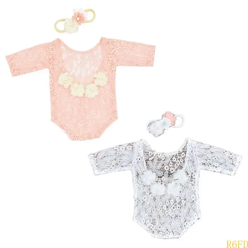 

R6FD 2 PCS BABY MATPANT FLOWER PEARL HAIR BARD BARD HEADSARD HEADSAD LACE STEP