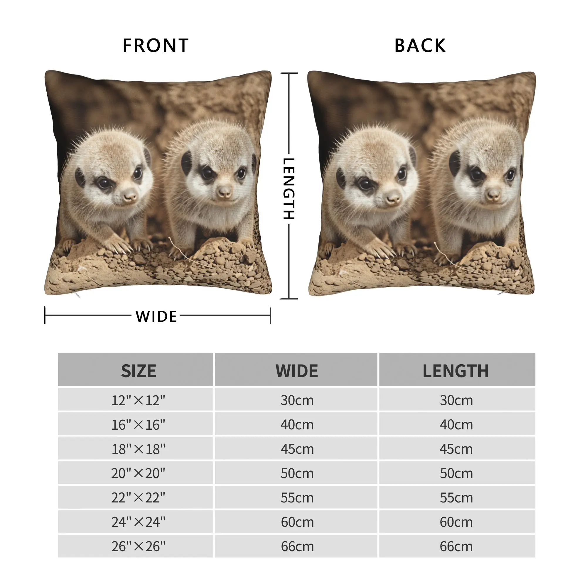 Pillow Cover Two Baby Meerkats  Novelty Pillow Case For Living Room Chair Pillowcases