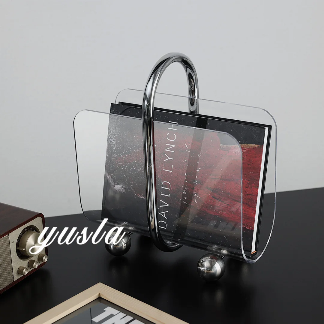 Acrylic Handheld Bookshelf - Modern Tea Table Display, Stylish Desktop Storage, Elegant Home Decor, Trendy Showroom Piece