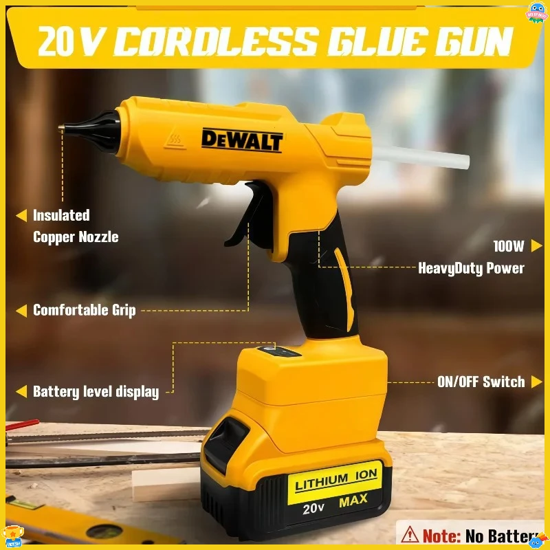 DEWALT Cordless Elektrische Handheld Heißkleber Pistole Reparatur DIY Werkzeug Hot Melt Schweißen Heißluft Pistole Anti-verbrühen Düse Werkzeug