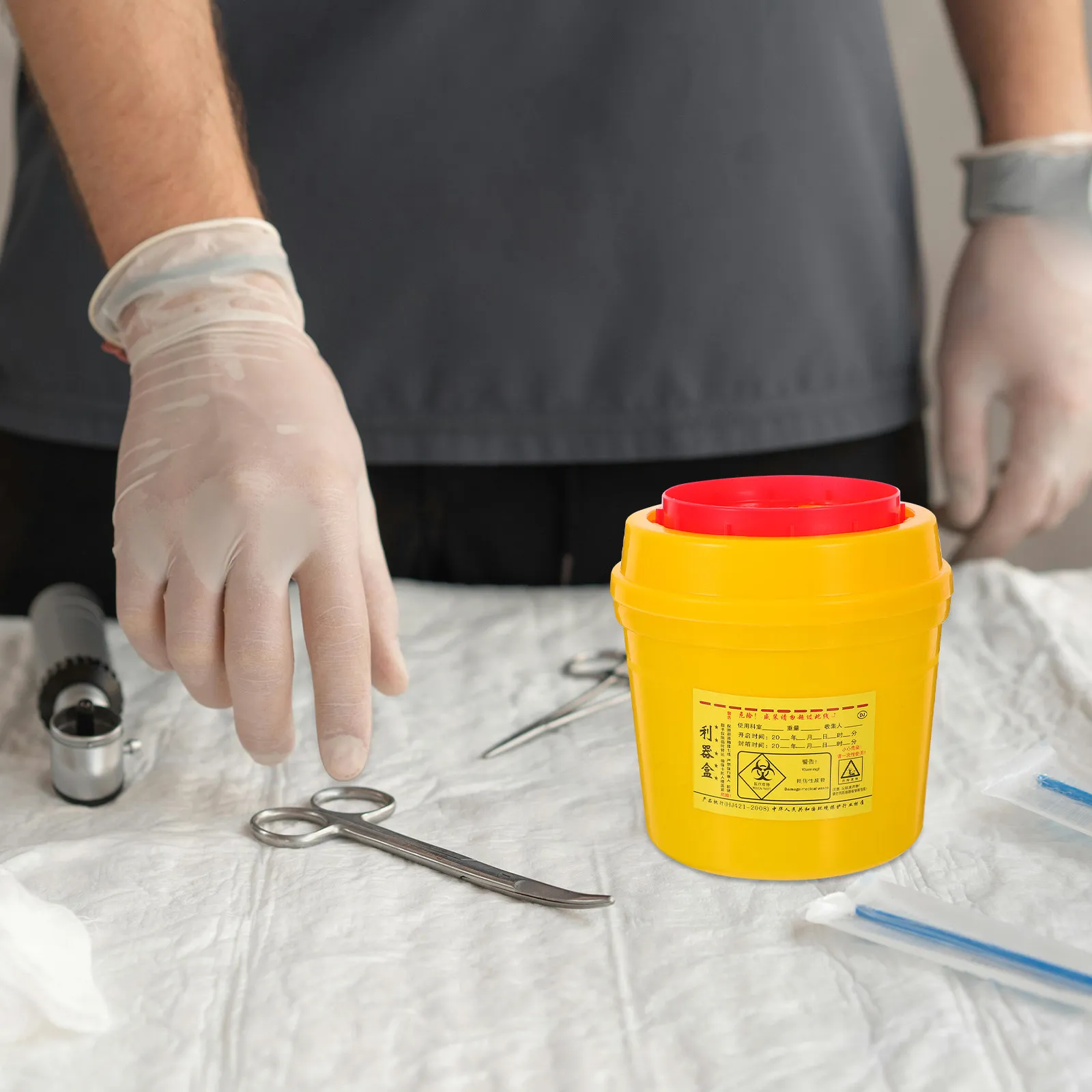 

6Pcs Needle Disposal Boxes High Density Plastic Sharps Containers Bright Yellow Safe Waste Collection Indoor Use