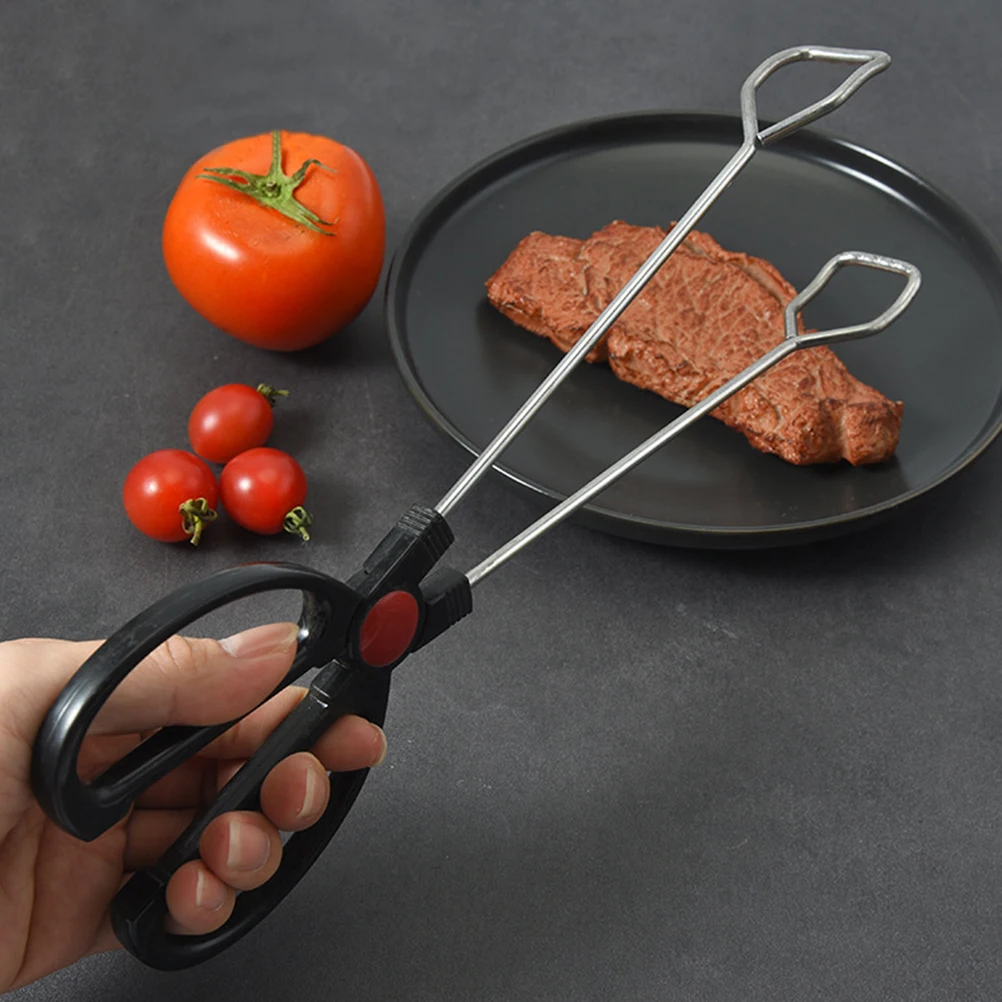 

2pcs Stainless Steel Food Tongs Reusable Lightweight Cooking Tongs For Bbq Salad Serving Buffet Dessert Clamp