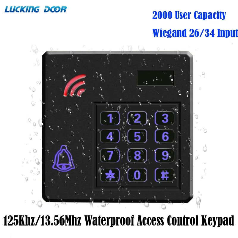 

Smart Door Lock Waterproof Access Control Standalone RFID Keypad 125Khz/13.56Mhz RFID Card Door Entry Wiegand input