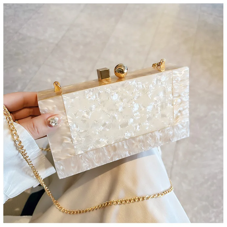 

Модная акриловая вечерняя сумка, женская сумка через плечо на цепочке на одно плечо, ретро лоскутная сумка для ужина, модная пригородная сумка