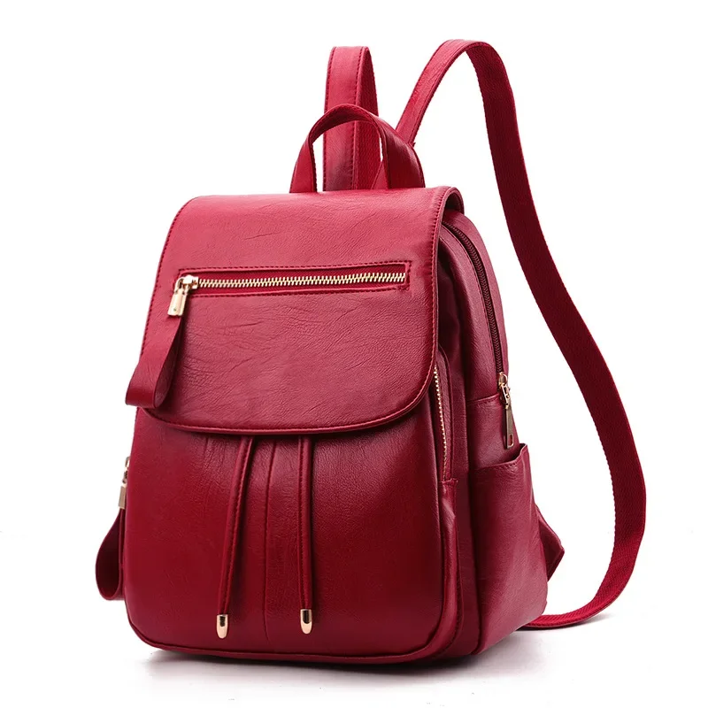 New High Quality Large Capacity Women's School Bag Adjustable Strap Washable Versatile Backpack PU Waterproof Computer Bag Bolsa