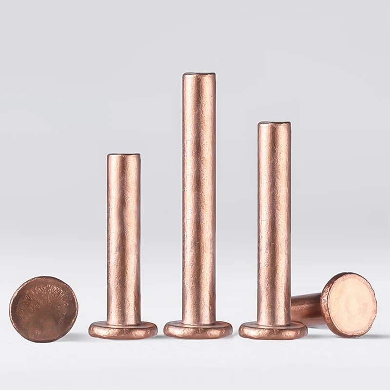 20PCS M2 M 2,5 M3 M4 Länge 3mm-40mm Knock Typ Rot Kupfer Flache Runde Kopf niet Solide Rivet Solide Schaft Rohr Niet