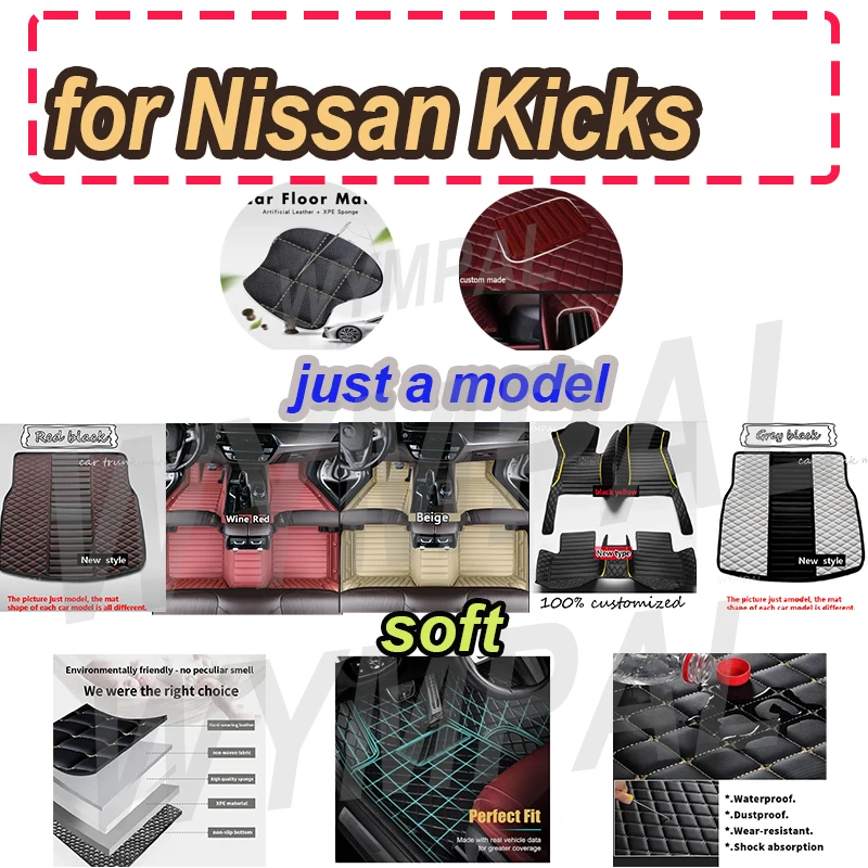 

LUXURY Car Floor Mats For Nissan Kicks 2022 2021 2020 2019 2018 2017 Floor Mats Carpets Foot Custom Accessories