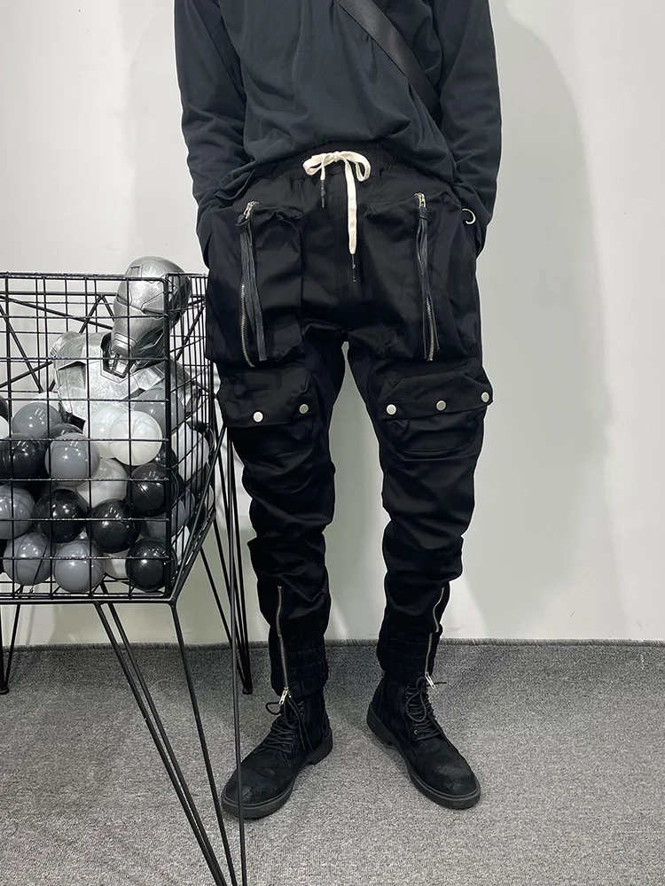 Owen Seak ผู้ชายสบายๆ Harem กางเกง Gothic เสื้อผ้าผู้ชาย Cargo High Street Sweatpants ในฤดูใบไม้ร่วงผู้ชายลูกวัวความยาวกางเกงสีดำกางเกง