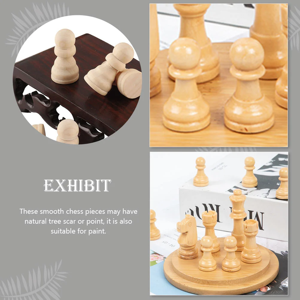 50 Pcs Wooden Chess Pieces Paintable Unfinished Crafts Baby Set Graffiti Puppet DIY Painting