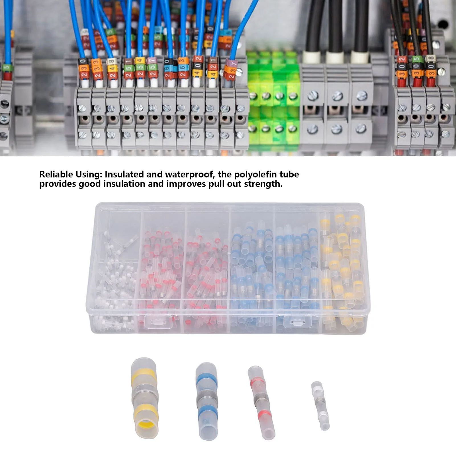 

200Pcs Heat Shrink Butt Connector Kit Waterproof and Insulated for Automotive Marine and Industrial Wiring Repair
