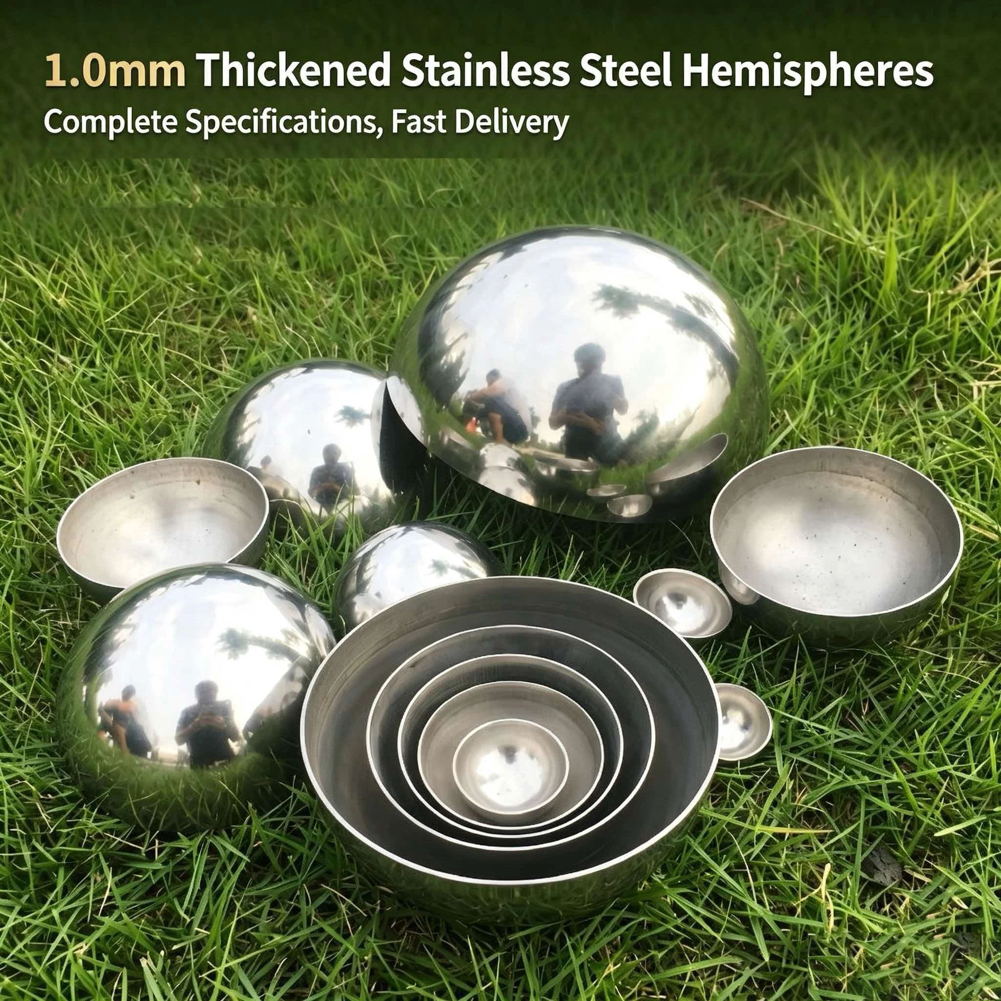 1.0mm Thick Diameter 19mm-300mm Duty 304 Stainless Steel Hemisphere Ball Mirror Polished Hollow Hemisphere Modern Art Wall Decor