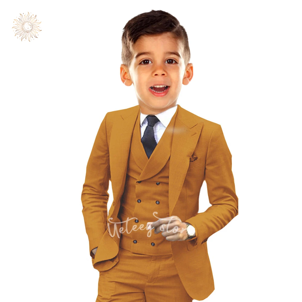 Costume 3 Pièces Slim Fit pour Garçons, Veste Smoking, Glaand, Pantalon pour Enfants, Bal de Promo, Mariage, Ensemble Formel, Taille 4-14 Ans