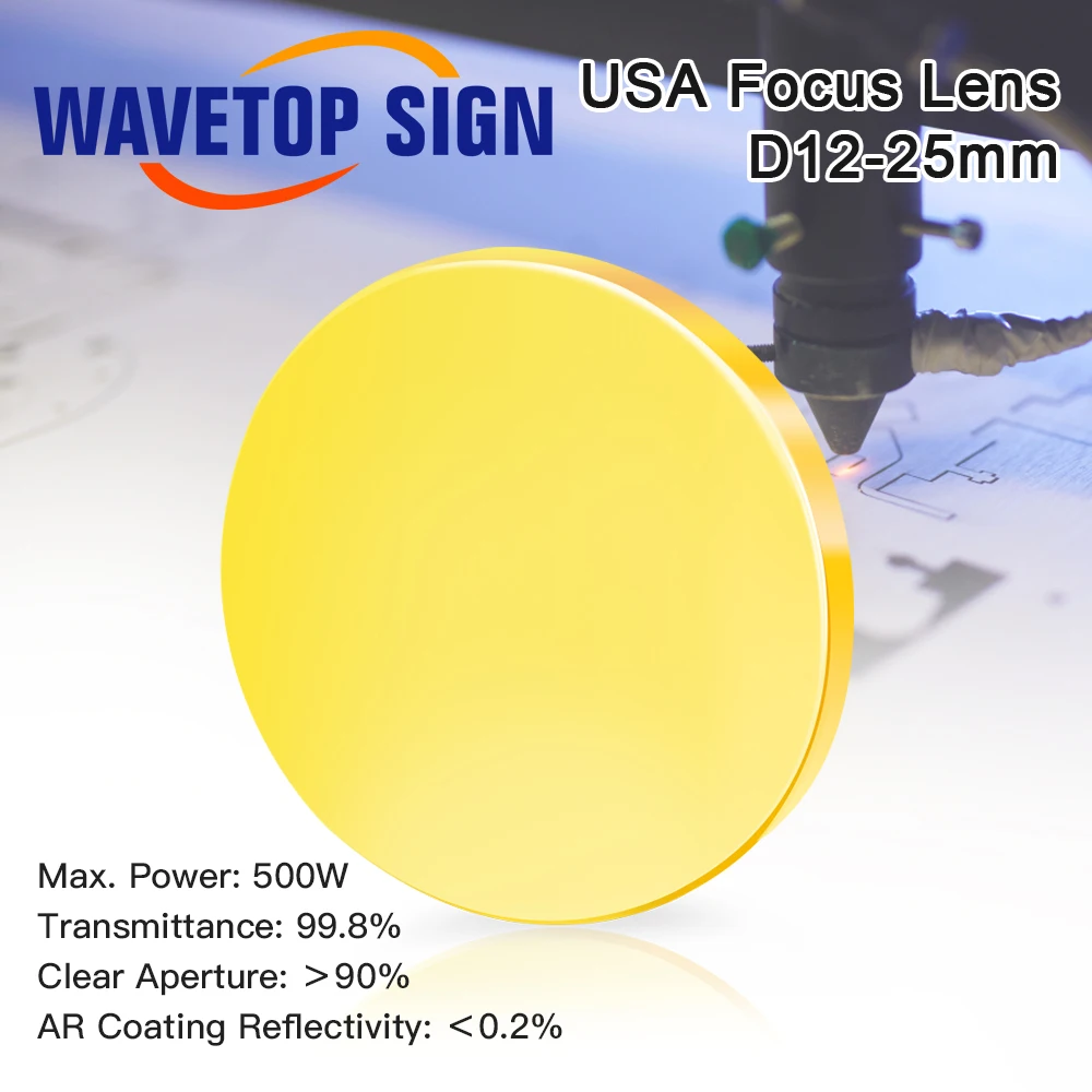 Focus Lens USA CVD ZnSe Dia 12 15 18 19.05 20 25 FL 38.1 50.8 63.5 76.2 101.6 127mm for CO2 Laser Engraving Cutting Machine