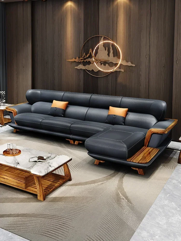 

TAO Ugyen Wood Leather Corner Art-Sofa Nordic Simple L-Shaped Combination