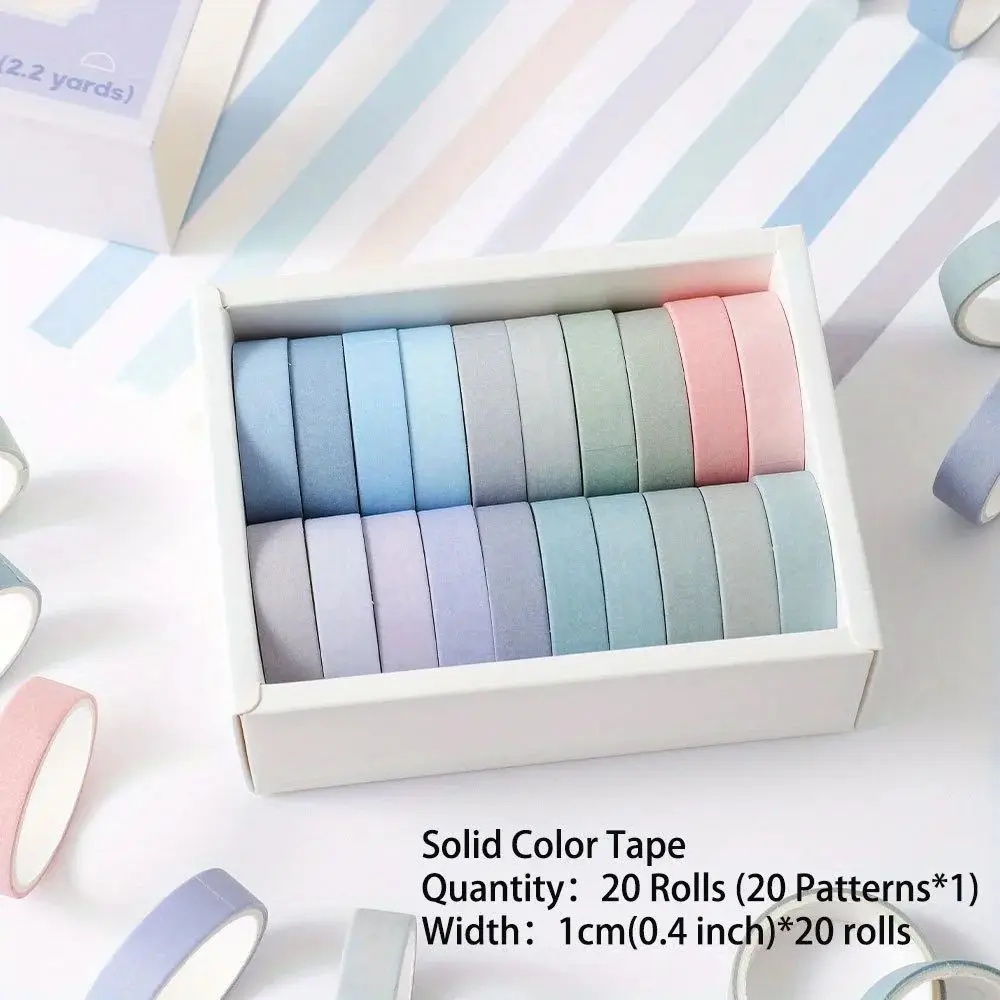 20-Roll Slim Washi Tape Set – 10mm x 2m product image