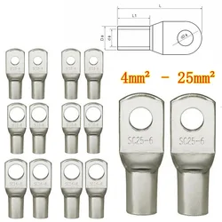 4-25mm Assortment Tinned Copper Lugs Ring Crimp Terminals Battery Wire Welding Cable Connectors Kit