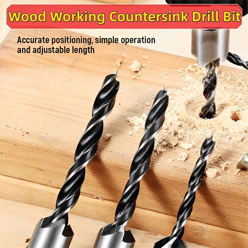 3-10mm HSS Countersink Drill Bit Set Reamer Woodworking Chamfer Boring Drill L-wrench Counterbore Hole Cutter Screw Hole Drill