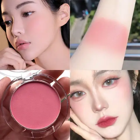 Paleta de rubor rosa para niña, crema facial, base correctora en polvo, resistente al agua, colorete facial duradero, colorete de melocotón Natural, maquillaje coreano