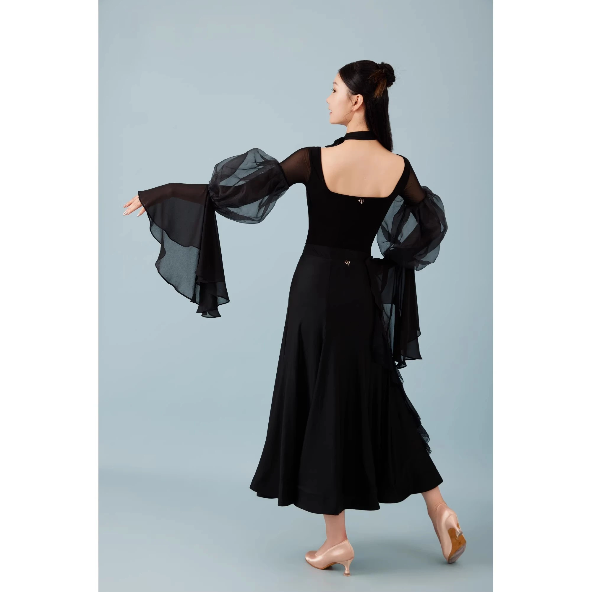 2025 Elegant Modern Dance Clothes Mesh Top Jumpsuit Women Waltz Chacha Rumba Tango Latin Ballroom Dance Costumes Wear DN21948