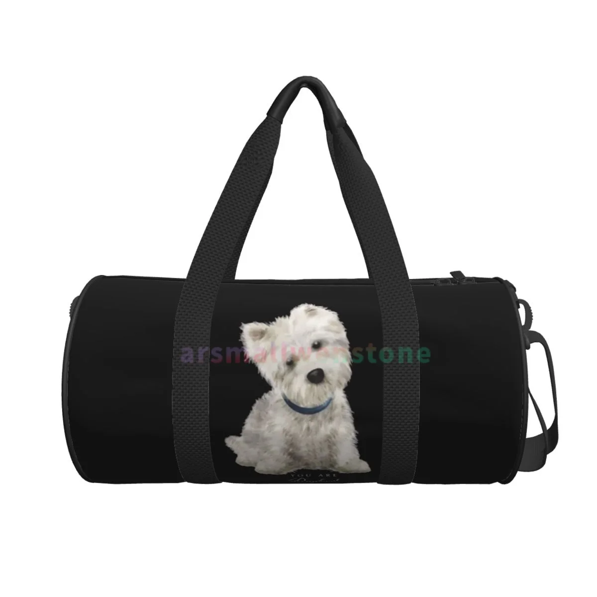 White-Terrier-Dog Yoga Bag Workout Durable Backpack Handbags Round Outdoor Fitness Bags Travel Duffle Bag