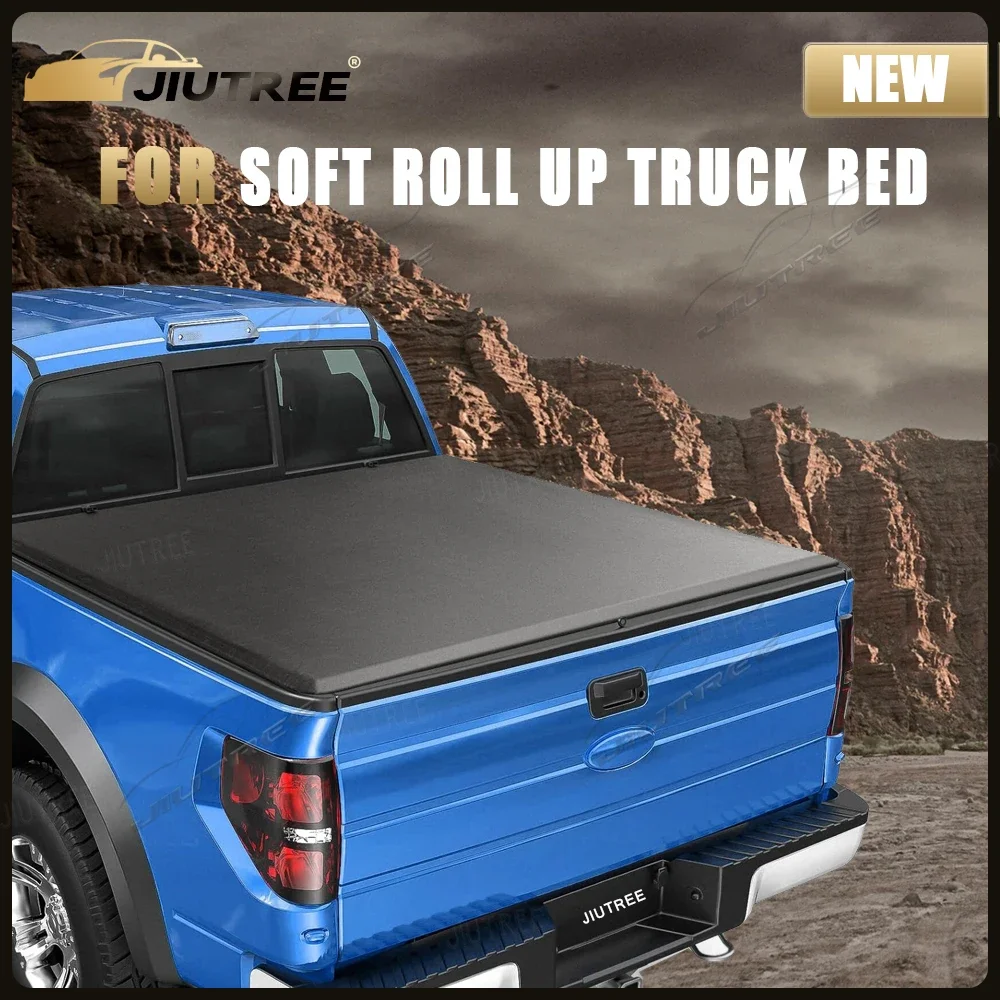 JIUTREE Soft Roll up Truck Bed Replacement for Ford F150 Waterproof Off Road Rack Ready Retractable Pickup Tonneau Cover