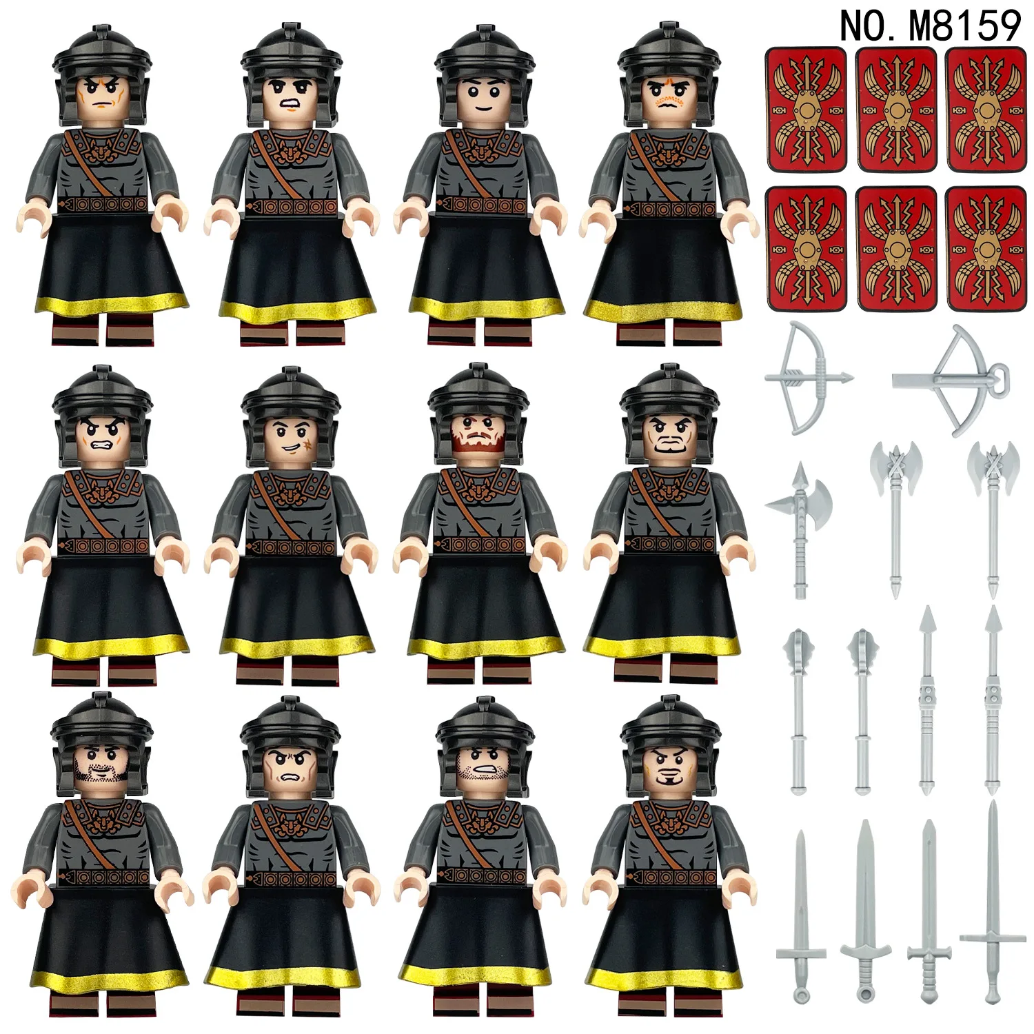 280 verschiedene mittelalterliche Ritter, römische Legion, Mini-Figuren-Bausteine, Lernspielzeug für Kinder, kleine Geschenke