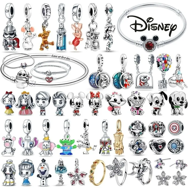 Nuevo Charm de Plata 925 de Disney 2026, Diseño de Stitch, Compatible con Pulseras y Collares Originales, Joyería de Moda, Regalo para las Fiestas
