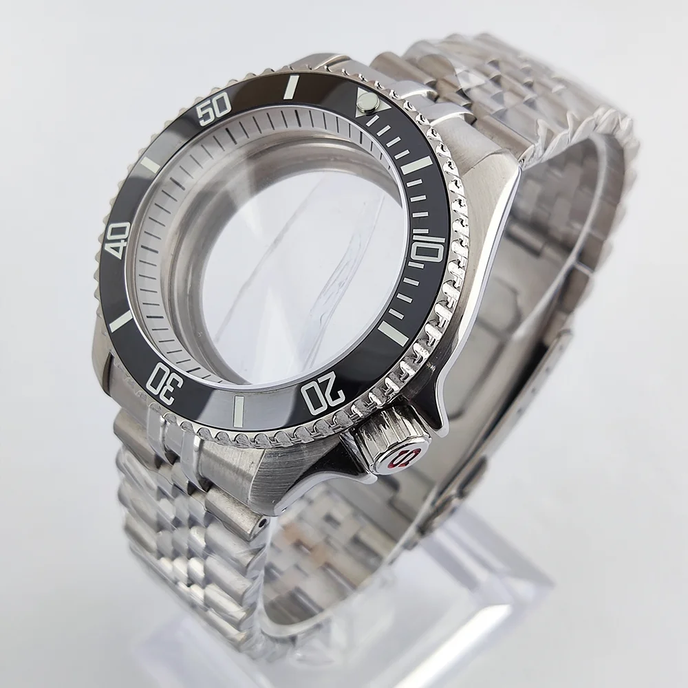 حافظة ساعة 40 مللي متر NH35 حافظة ساعة من زجاج الياقوت حافظة مقاومة للماء SKX007 مناسبة لساعة 28.5 مللي متر حافظة رجالية فاخرة