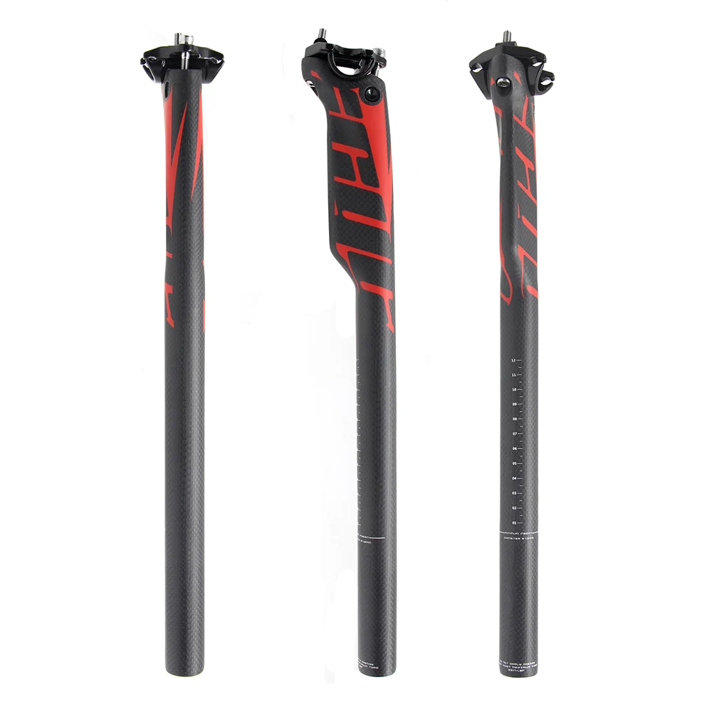 Newest Full Carbon Fiber Seatpost for Mountain Bike, Bicycle Seatposts, Road MTB Parts, 27.2、30.8、31.6*350,400mm Offset ZG308