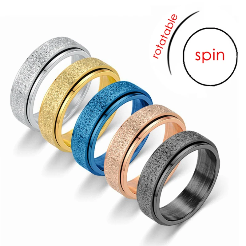 Anxiety Fidget Rings for Women Spinning Spinner Rotating Titanium Stainless Steel Anti Stress Release Accessories Ring For Men