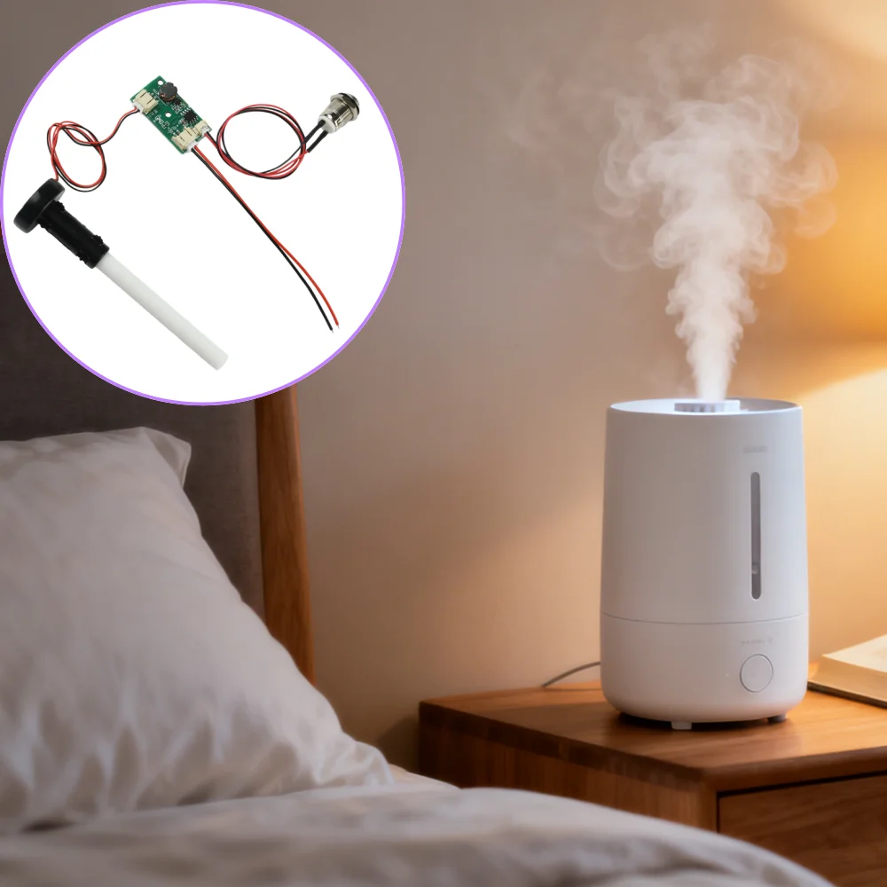 DC 5V Ultrasonic Atomization Humidifier Module DIY Kit with Auto Shutdown Protection Continuous Spray Mode for Home Office