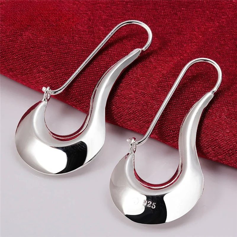 

Fine 925 Sterling Silver Drop Earrings Charm for Women Jewelry Fashion Wedding Engagement Party HOOP Nice Gift