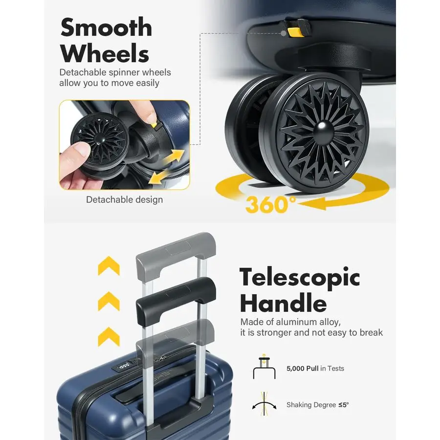 Inch Underseat Carry On Luggage Airline Approved, Hard Shell Suitcase with TSA Lock, Lightweight Spinner Wheels Durable ABS Comp view 6