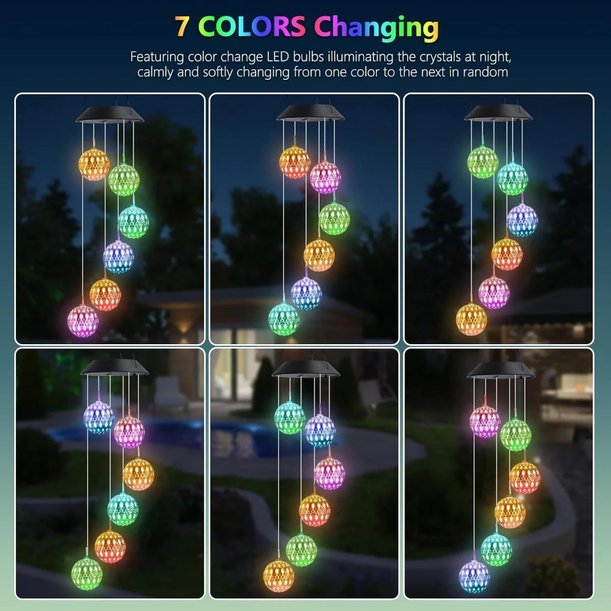 1pc Solar Moroccan Ball Wind Chime Lamp Villa Arrangement Colorful Hanging Light For Home Patio Grass and Terrace Decoration