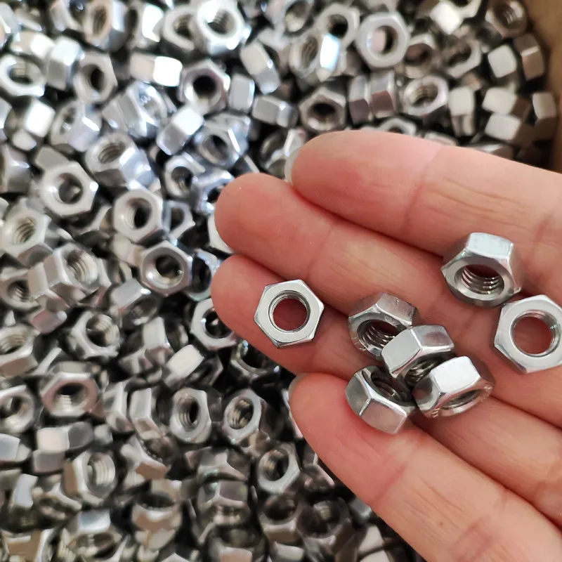 DIN934 Hexagon Nuts M1 M1.2 M1.4 M1.6 M2 M2.5 M3 M4 M5 M6 M8 M10 M12 Metric Hexagonal Hex Nut Nuts 304 Stainless Steel