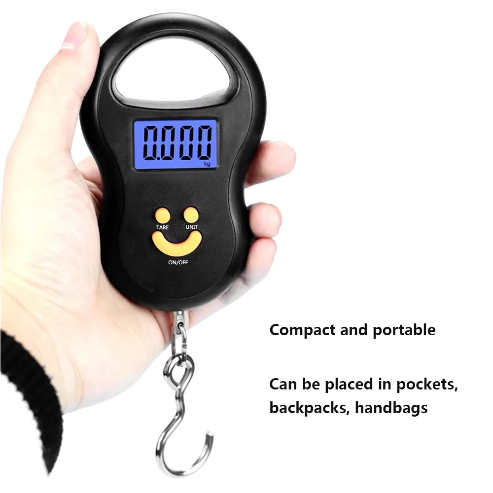 ميزان إلكتروني 50 كجم 10 جرام مقياس معلق LCD المطبخ الرقمي الخلفية أوزان الصيد مقياس الجيب موازين أمتعة السفر #1