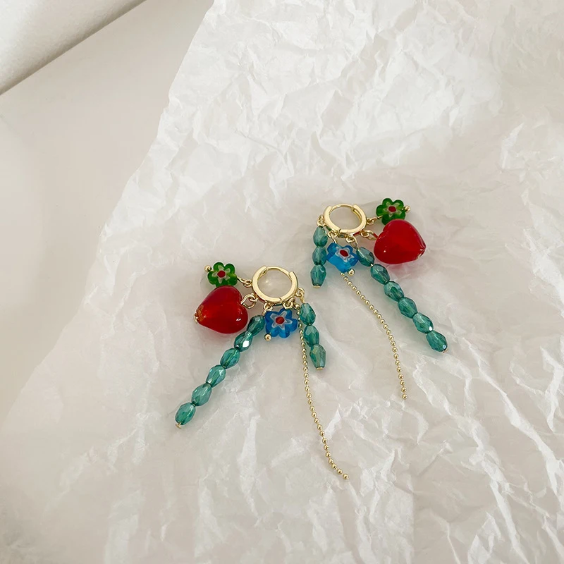 Geometric Colourful Beads Heart-shaped Earclip Earrings For Women Bohemia Personality Earring Party Jewelry