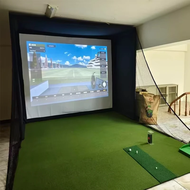

Golf Simulator Enclosure Nets 10x9ft with HD Impact Screen and Aluminum Frame Indoor Golf Practice Cage Hitting Net