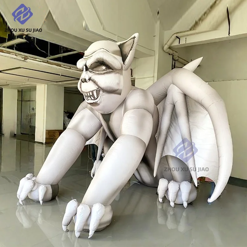 Giant Inflatable Bat Carving Balloon with Blower Air Blow 3D Creative Halloween Decor Props Nightclub Advertising