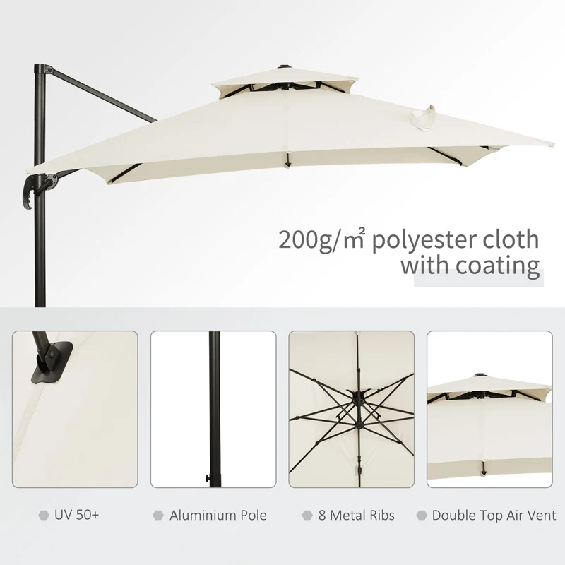 Modern Design Customizable Aluminum Outdoor Parasol Crank Lift Waterproof For Garden Courtyard Terrace Cafe Leisure Park Use