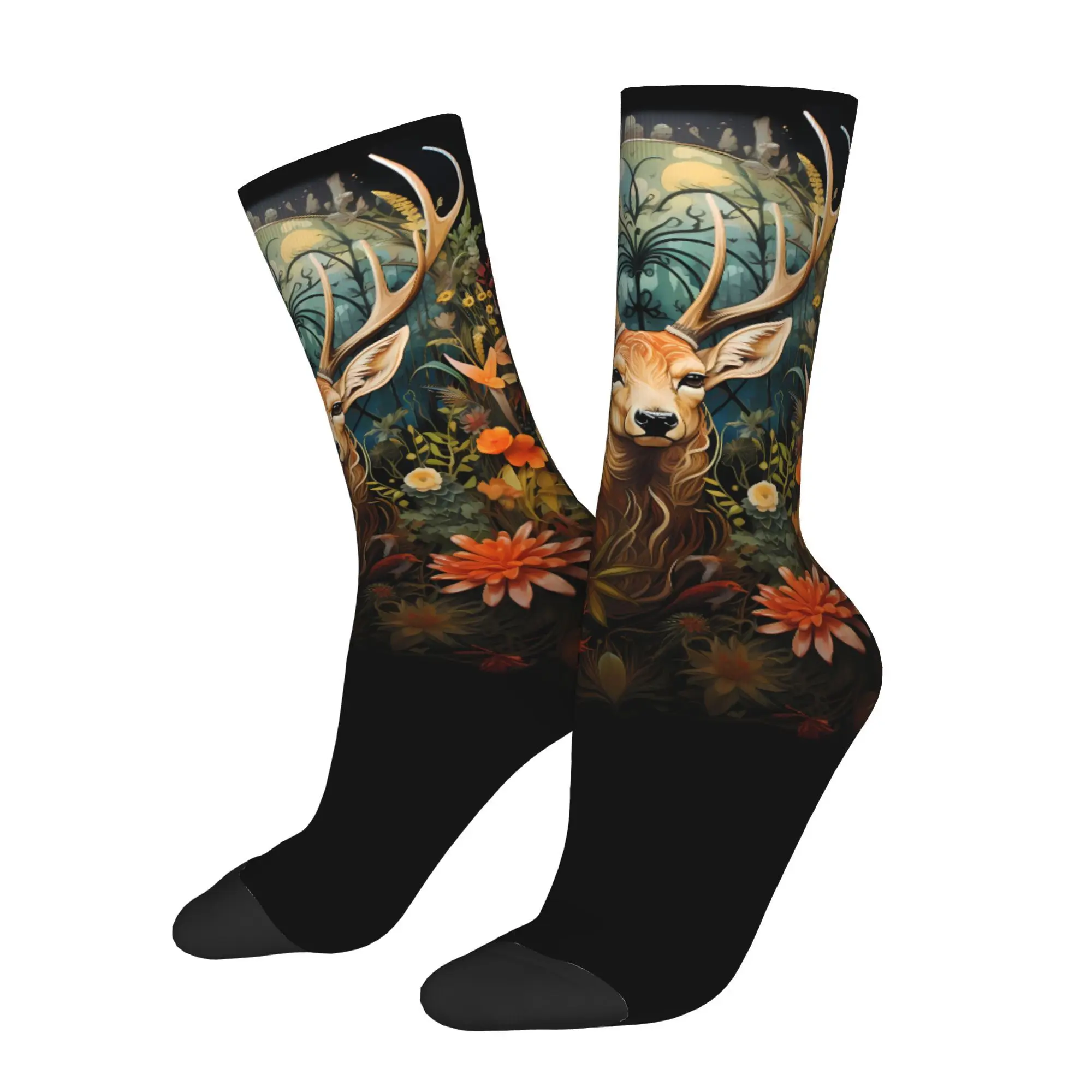

Flower Deer Sock Printed Man Polyester Fashion