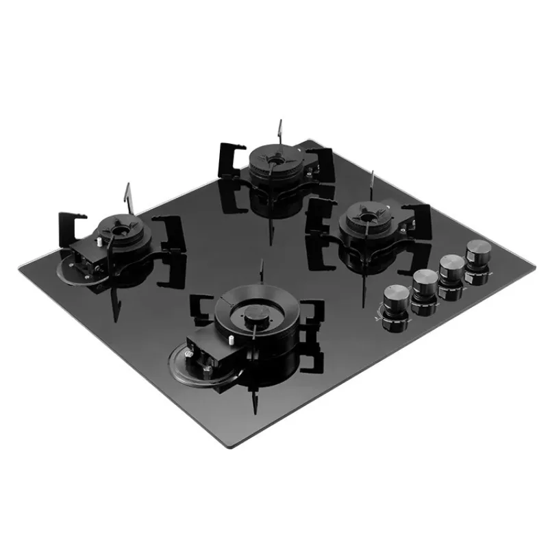 4 Burner Built-In Glass Gas Hob Class Energy Efficient Kitchen Appliance Electric Power Portable Installation for Home Hotel Use