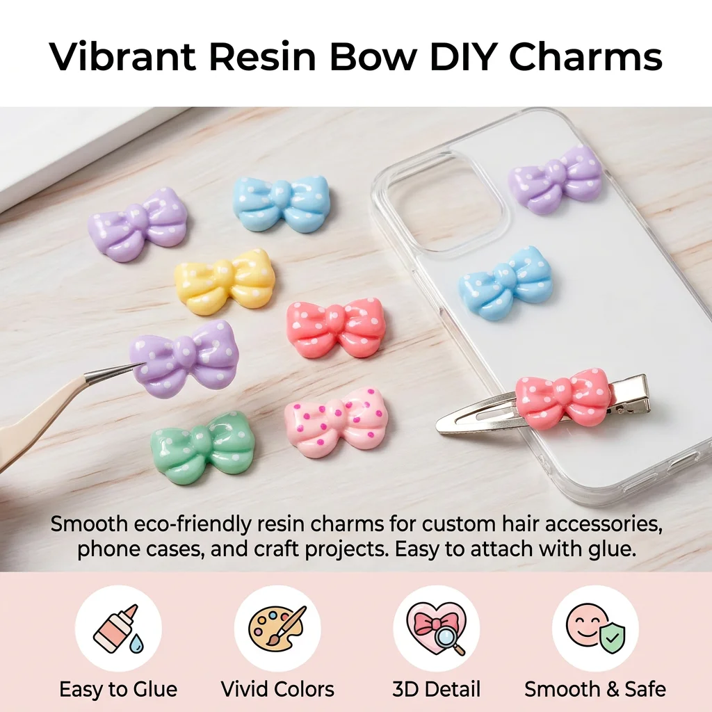 10/20/50pcs Resin Bow Charm DIY Accessory With Smooth Edges For Hair Clips Phone Cases Craft Projects Handmade Gifts
