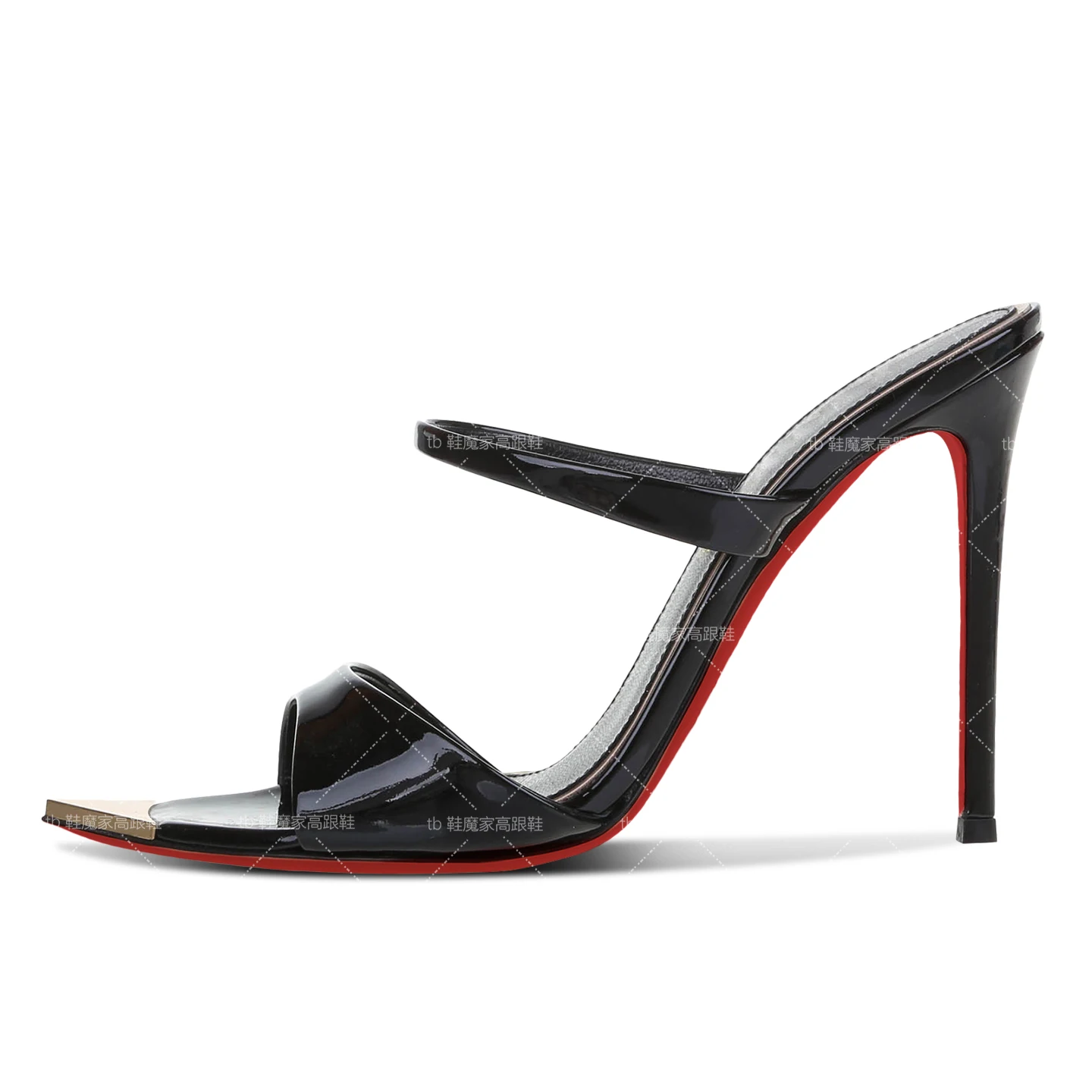 

New metal pointed high heels, cool sandals, 13cm large-size sexy women's slim red-soled high heels