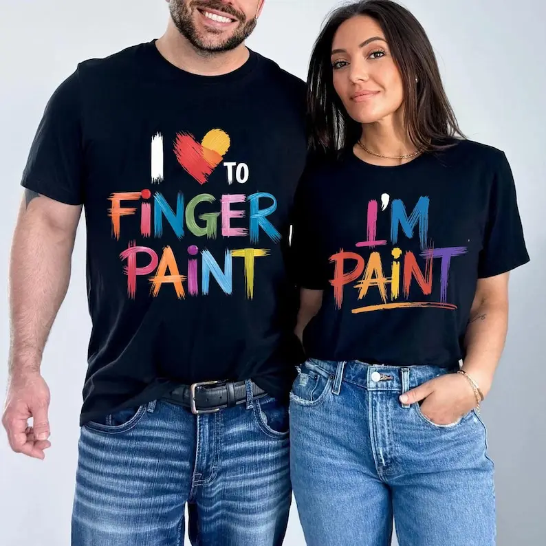 

I Love To Finger Paint T-Shirt, Funny Artist Graphic Tee, Creative Painting Lover Shirt for Art Enthusiasts, Rude Couples Shirts