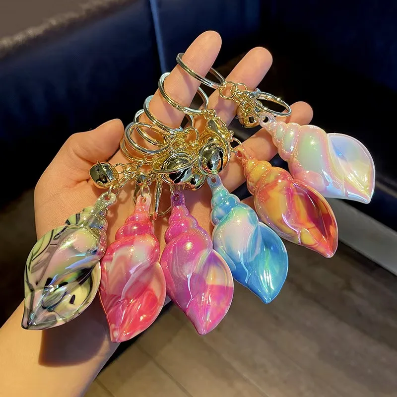 

100pcs/Lot Acrylic Conch Keychain Fashion For Women Girl Colorful Shell Key chain Delicate Jewelry Gift Deco Bag Car Key Pendant