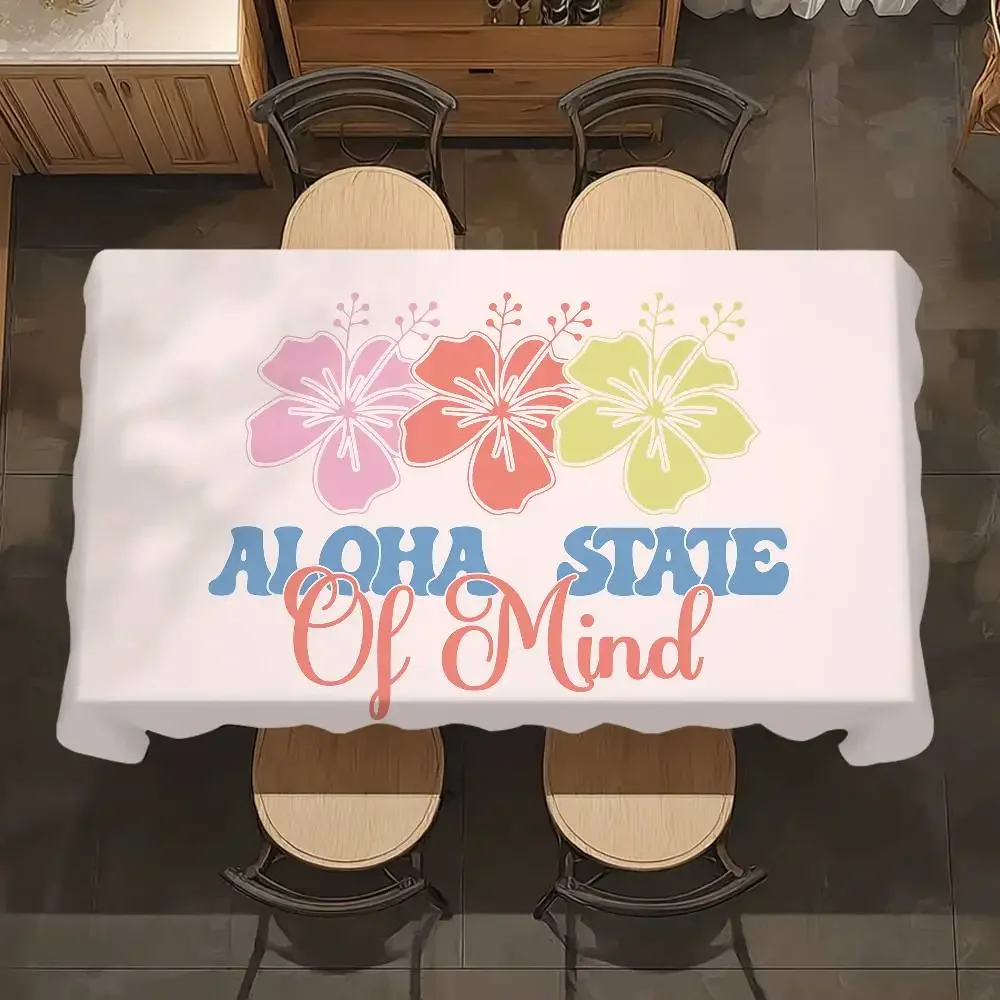 Aloha Hibiscus Design Table Cloth Party Decor Dining Room Home Kitchen Patios Waterproof Stain-Proof Table Cloth