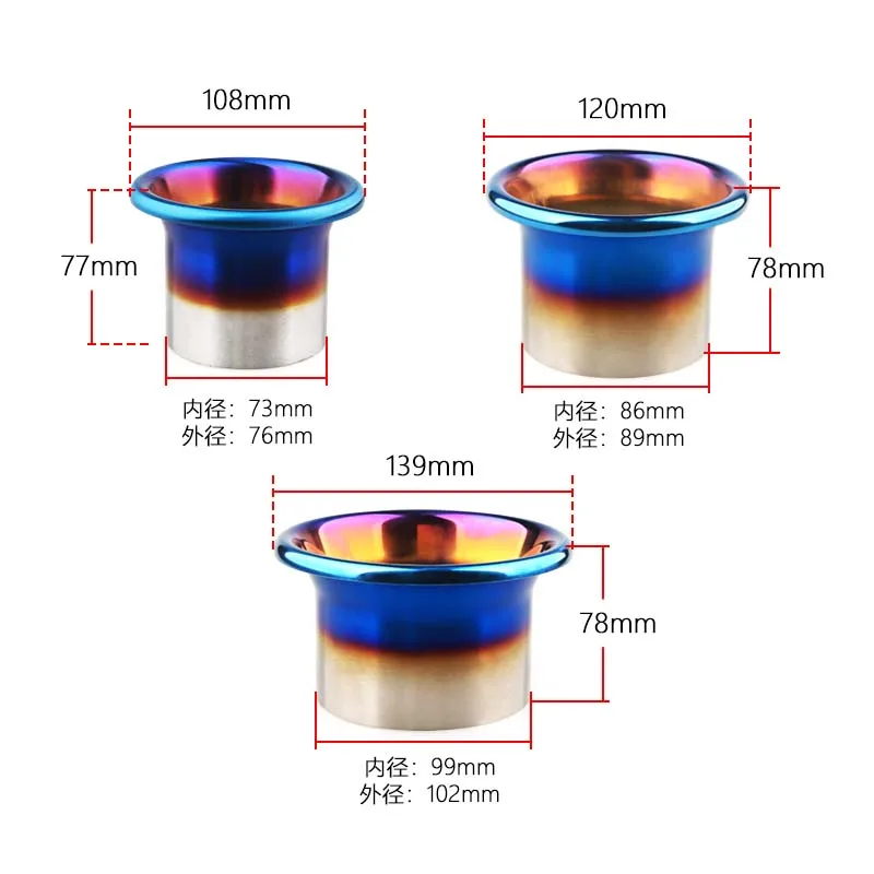 3'' 3.5'' 4'' Stainless Steel Blue End Cold Air Intake System Velocity Stack Kit Turbo Horn Funnel Kit