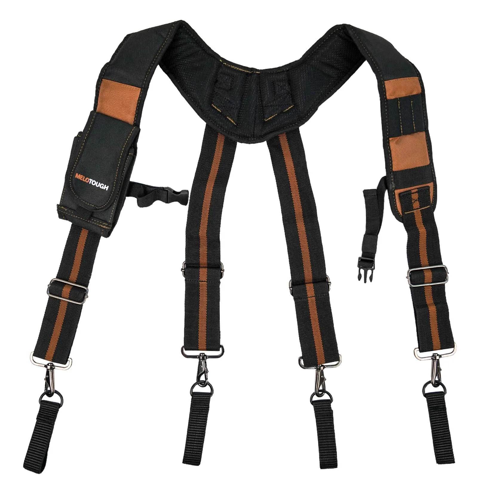 MELOTOUGH Tool Belt Suspenders Construction Work Suspenders With Detachable Phone Holder comfortable foam shoulder padder Khaki