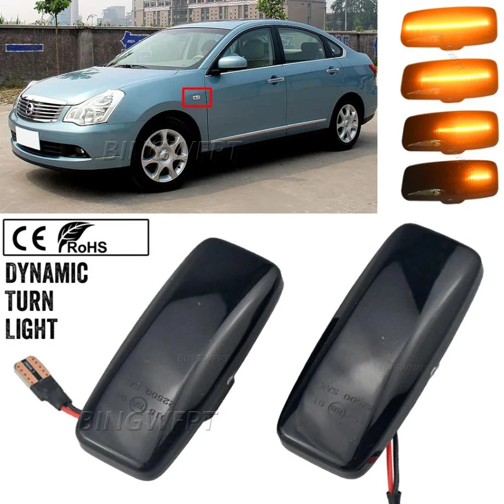 

2 Pcs Dynamic Side Marker Turn Signal Lamp For Nissan Teana Cefiro Maxima J31 04-07 For Sylphy Sunny Murano Fender Lamp Light